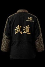 gold foil judo gi nami wave back budo kanji design