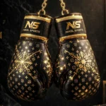 custom black gold foil boxing gloves sparring