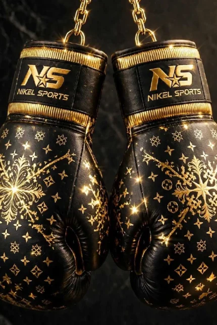 custom black gold foil boxing gloves sparring
