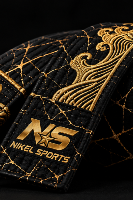 embroidered black belt gold kintsugi