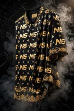 Premium Black Gold Edition Polo Shirt – NS Star Monogram 24K Gold Foil – Team Atelier – Teamwear Gold Foil Collection Premium Edition – Nikel Sports - Image 3