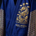 gold foil bjj gi blue dragon front view crown cloud dragon master edition
