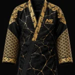 gold foil bjj gi kintsugi emperor black gold crack baroque design front