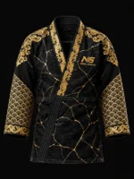 gold foil bjj gi kintsugi emperor black gold crack baroque design front