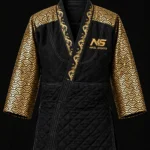 gold foil judo gi nami wave front view black gold