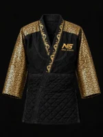 gold foil judo gi nami wave front view black gold
