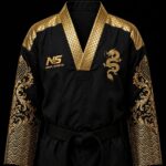 gold foil taekwondo dobok black dragon