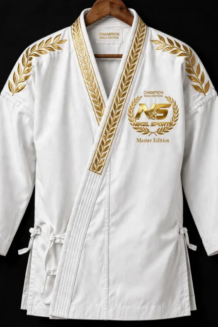 gold foil karate gi master edition front view