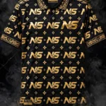 Premium Black Gold Edition Polo Shirt Team Atelier NS Star Monogram 24K Gold Foil Front View - Teamwear Gold Foil Collection Premium Edition - Nikel Sports Sialkot Teamwear Manufacturer