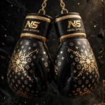 premium black gold foil boxing gloves
