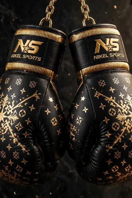 premium black gold foil boxing gloves