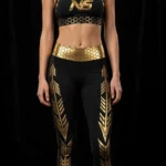 premium gold foil gym set movement atelier design 01 arrow feather gold sports bra leggings