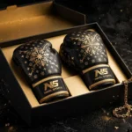premium black gold foil boxing gloves cowhide leather