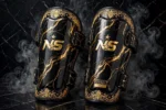 Premium Gold Foil Shin Guards Combat Atelier Design 02 Marble Vein Gold Foil Lightning Gloss Edition