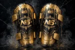 Premium Gold Foil Shin Guards Combat Atelier Design 05 Gold Splash Drip Paint Luxe Artistic Edition