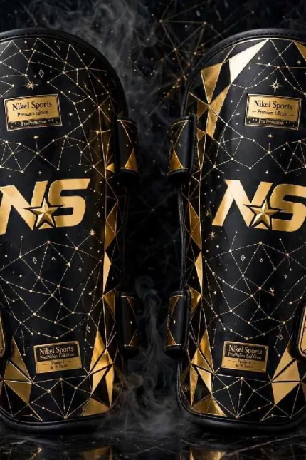 Premium Gold Foil Shin Guards Combat Atelier Design 07 Constellation Galaxy Gold Foil Geometric Space Edition